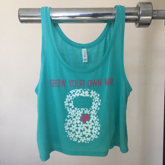 Grow Your Own Way KettleBell Crop Top Aqua Tank - Picture 7 of 8